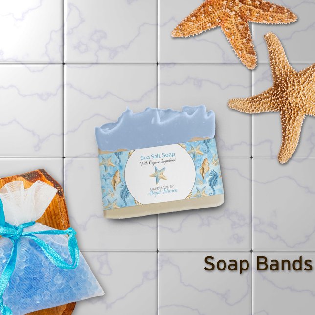 Watercolor Starfish Beach-Themed Soap Band Wrap (Von Creator hochgeladen)
