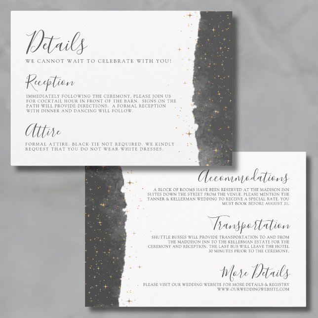 Watercolor Starry Night Details Celestie Hochzeit Begleitkarte (Watercolor Starry Night Details Celestial Wedding Enclosure Card)