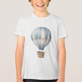 Watercolor Starry Night Hot Air Balloon Nursery Tri-Blend Shirt