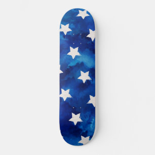 Watercolor Stars Muster Moderne Skateboard