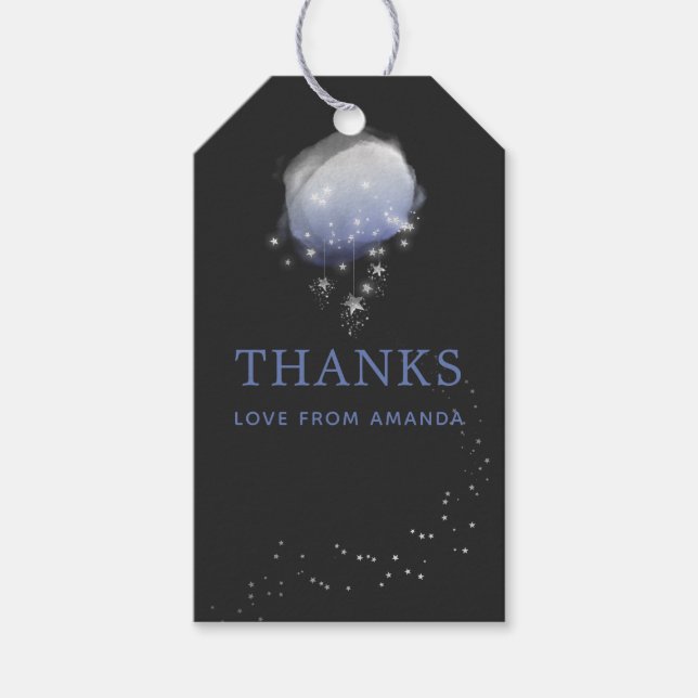 Watercolor Stars Night Sky Baby Dusche Vielen Dank Geschenkanhänger (Vorderseite)
