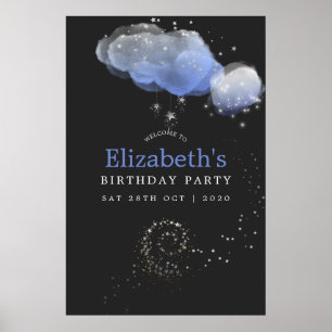 Watercolor Stars Night Sky Geburtstagsparty Willko Poster