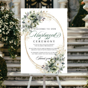 Watercolor Staubgrün Unplugged Zeremonie Hochzeit Poster