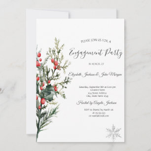 Watercolor-Stechpalmen-Beeren-Grün-Hochzeitseinlad Einladung