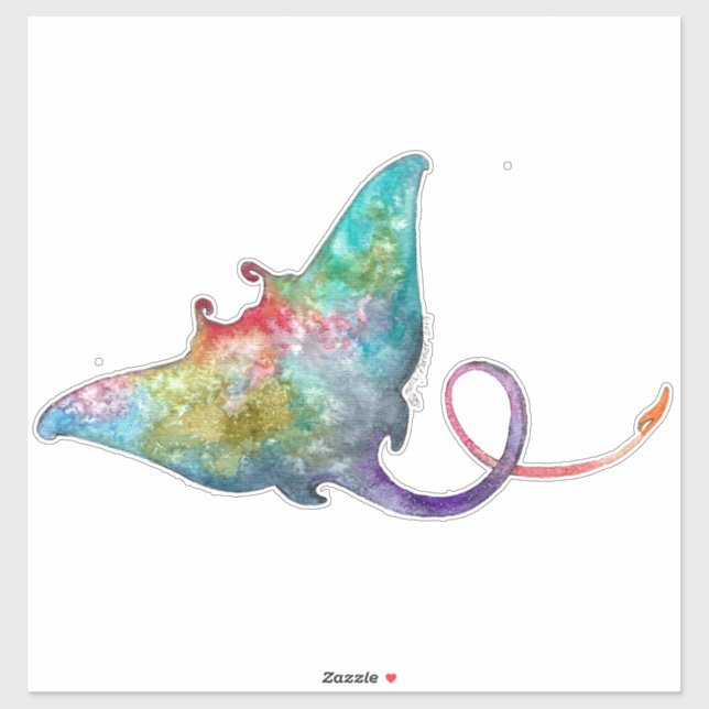 Watercolor Stingray Decal Aufkleber (Blatt)