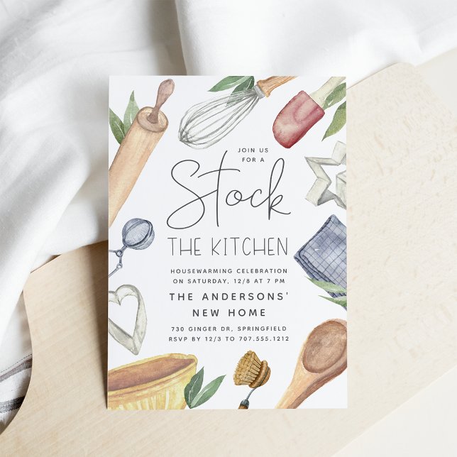 Watercolor Stock The Kitchen Housewarming Party Einladung (Von Creator hochgeladen)
