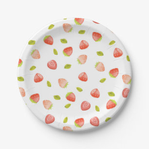 Watercolor Strawberry Birthday Party Pappteller