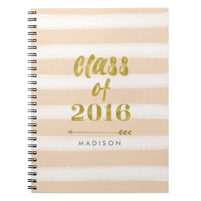 Watercolor-Streifen und Imitat-Goldfolien-Klasse Notizblock (Vorderseite)