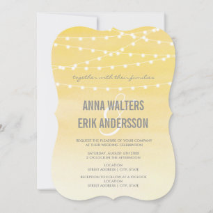 Watercolor String Lights Hochzeit Einladung