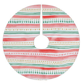 Watercolor Stripes & Dots Polyester Weihnachtsbaumdecke