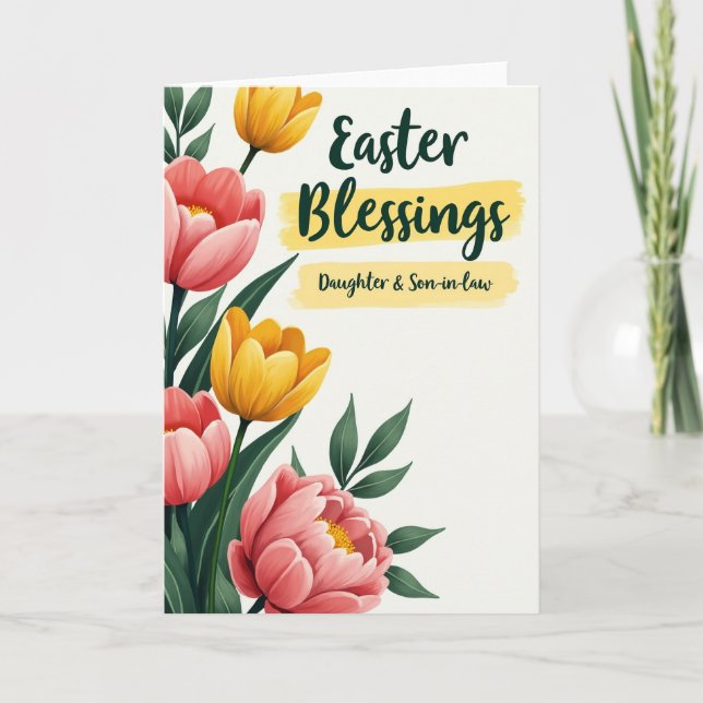Watercolor Style Easter Blessings Card Karte (Vorderseite)