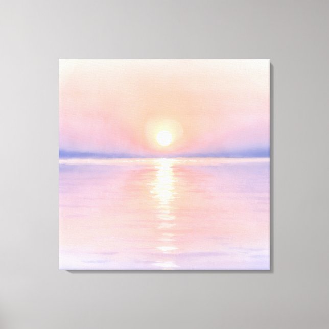 Watercolor Style Sun - Seascape Art Leinwanddruck (Vorderseite)