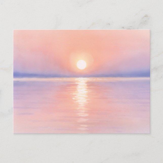 Watercolor Style Sun - Seascape Art Postkarte (Vorderseite)