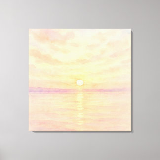 Watercolor Style Sunset Over Sea Art Leinwanddruck