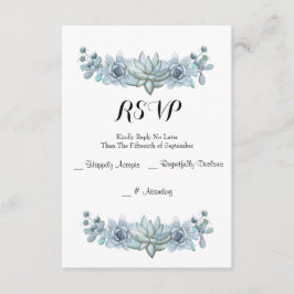 Watercolor Succulent & Blume Wedding RSVP Card Karte