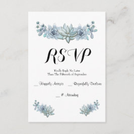 Watercolor Succulent & Blume Wedding RSVP Card Karte