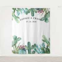Watercolor Succulent Cactus Wedding Background