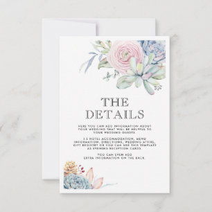 Watercolor Succulent Vintage Wedding Details Einladung