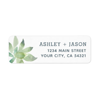 Watercolor Succulent Wedding Rücksendeadressen-Auf