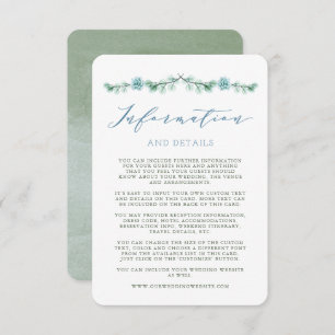 Watercolor Succulents Garden Wedding Info Card Einladung