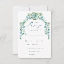 Watercolor Succules Garden Wedding RSVP Card