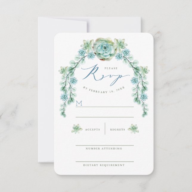 Watercolor Succules Garden Wedding RSVP Card (Vorderseite)