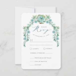Watercolor Succules Garden Wedding RSVP Card Karte