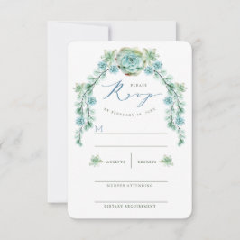 Watercolor Succules Garden Wedding RSVP Card Karte
