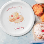 Watercolor Sufganiyot Jelly Donut Funny Hanukkah Pappteller<br><div class="desc">Servieren Sie Ihre Hanukkah-Leckereien stilvoll mit diesen spielerischen, sufganiyot-thematischen Tellern! Mit handgemalten Wasserfarbengelben und der frechen Phrase "Ich glaube nicht, dass du bereit für diesen Gelee bist", verleihen diese Teller jedem Urlaubstisch Spaß und Charme. Der gepunktete Hintergrund und die gewagte rote Schrift bringen eine festliche Touch, die perfekt für Party,...</div>