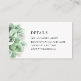 Watercolor Sukkulente Details. Hochzeitskaktus Begleitkarte