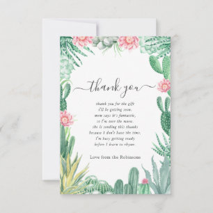 Watercolor-Sukkulenten-Baby-Shower Dankeskarte