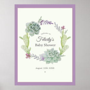 Watercolor-Sukkulenten-Baby-Shower-Willkommen Poster