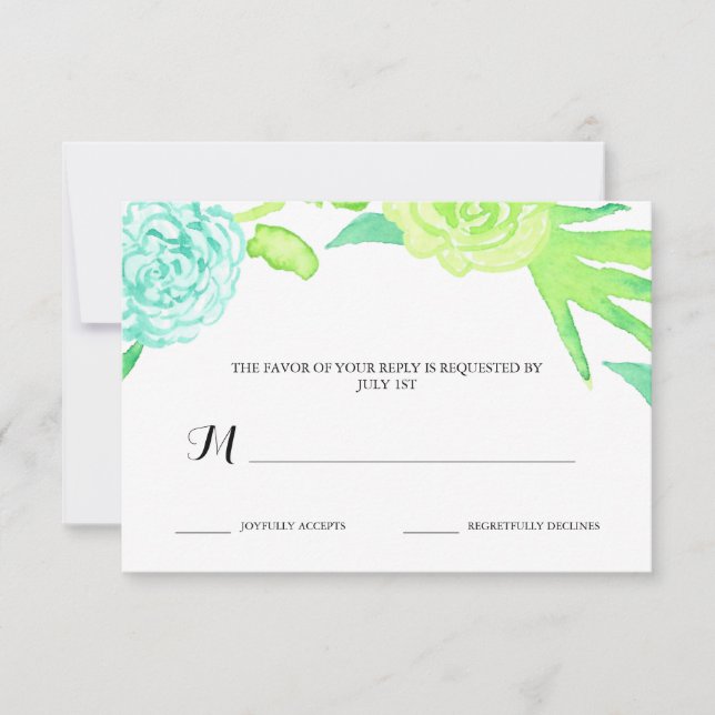 Watercolor Summer Blume Wedding RSVP (Vorderseite)