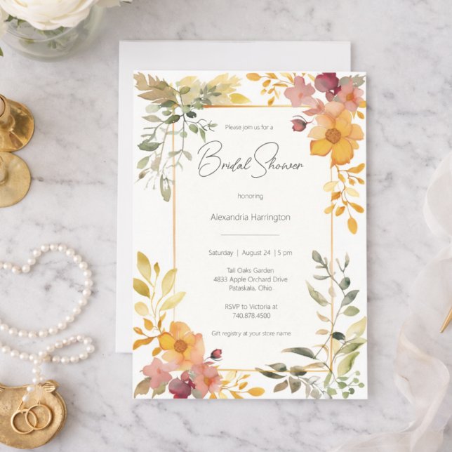 Watercolor Summer Floral Bridal Shower  Einladung (Von Creator hochgeladen)