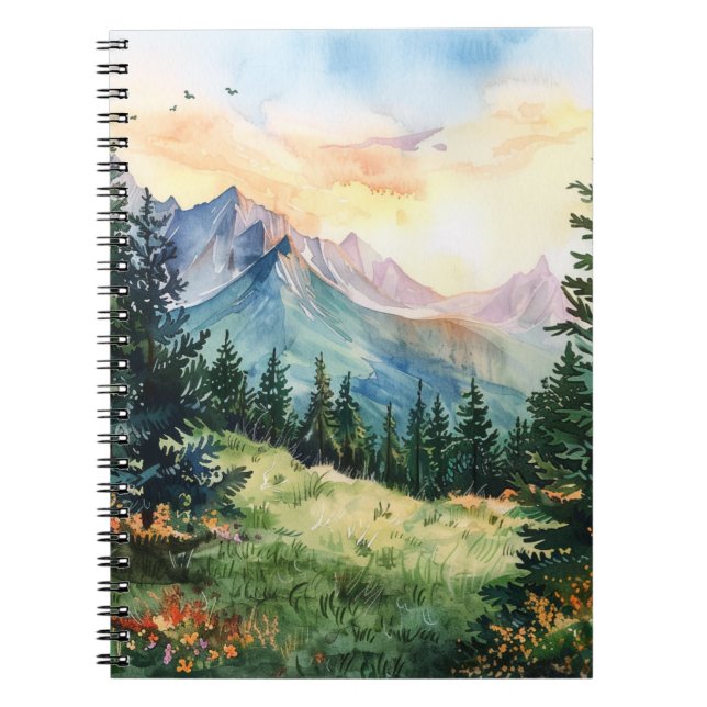 Watercolor Summer Mountain Notizblock (Vorderseite)