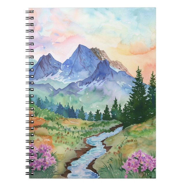 Watercolor Summer Mountain Notizblock (Vorderseite)