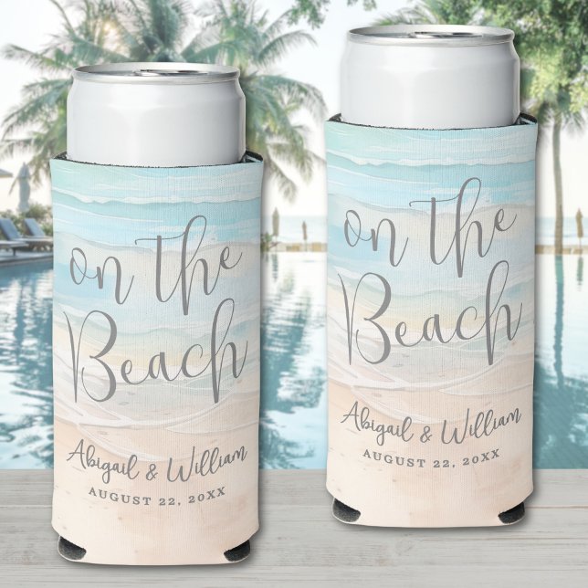 Watercolor Summer On The Beach Wedding Selters Dosenkühler (Watercolor Summer On The Beach Wedding Seltzer Can Cooler)