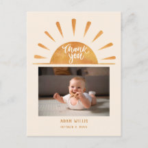 Watercolor Sun Custom Baby Foto Babydusche Danke