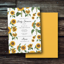 Watercolor Sunflower Botanical Foliage Baby Shower