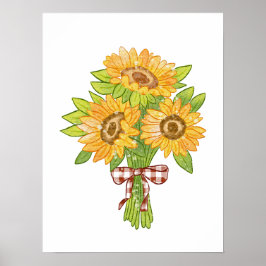 Watercolor Sunflower Bouquet  Poster