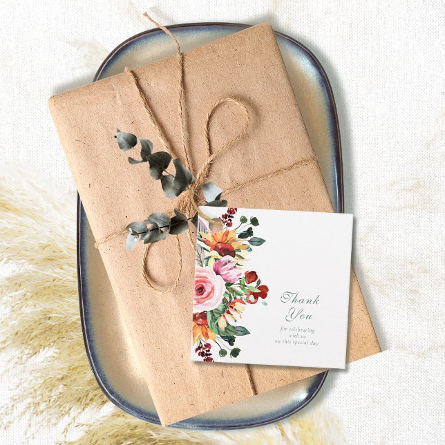 Watercolor Sunflower Bouquet Wedding Thank You   Geschenkanhänger (Von Creator hochgeladen)