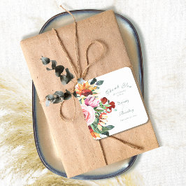 Watercolor Sunflower Peony Wedding Thank You Quadratischer Aufkleber