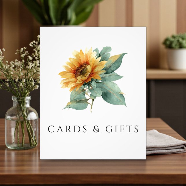 Watercolor Sunflower Rustic Cards & Gifts Sign Fotodruck (Von Creator hochgeladen)