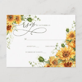 Watercolor Sunflowers Country Garden Floral RSVP Postkarte