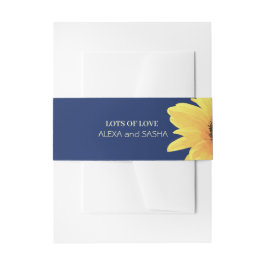 Watercolor Sunflowers dark blue Wedding Einladungsbanderole