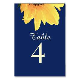 Watercolor Sunflowers dark blue Wedding Tischnummer