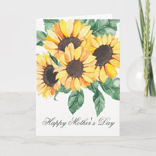 Watercolor Sunflowers Florals Mothers Day Card Karte (Vorderseite)