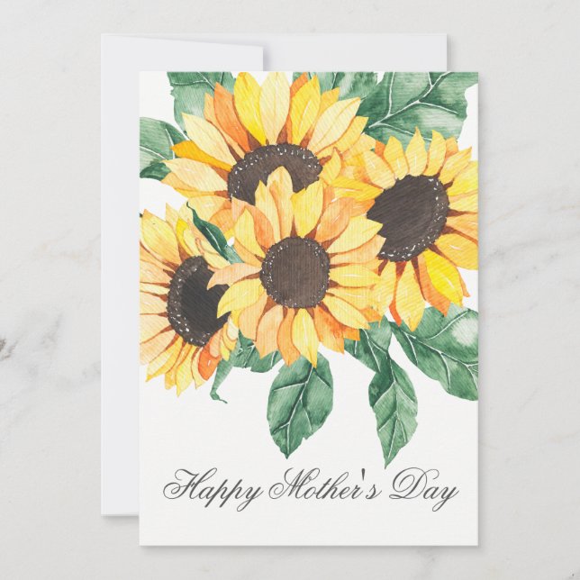 Watercolor Sunflowers Florals Mothers Day Card Karte (Vorderseite)