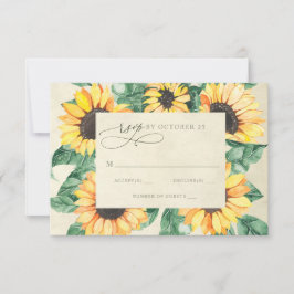 Watercolor Sunflowers Garden Floral Wedding RSVP Karte