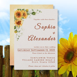 Watercolor Sunflowers Wedding Invitation Einladung